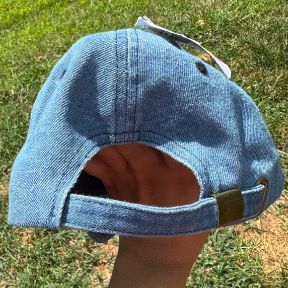 Distressed Denim Hat with Quote - Picture 3 of 3